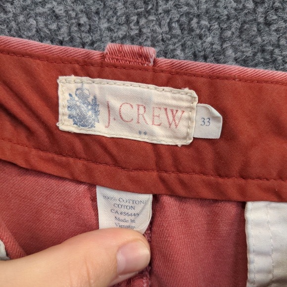 J. Crew Men's Chino Shorts Red Size 33 Slash Pockets 100% Cotton - Picture 10 of 10